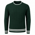 Dark Green Cable Knit Sweater with White Trim | Berrigton Naidi