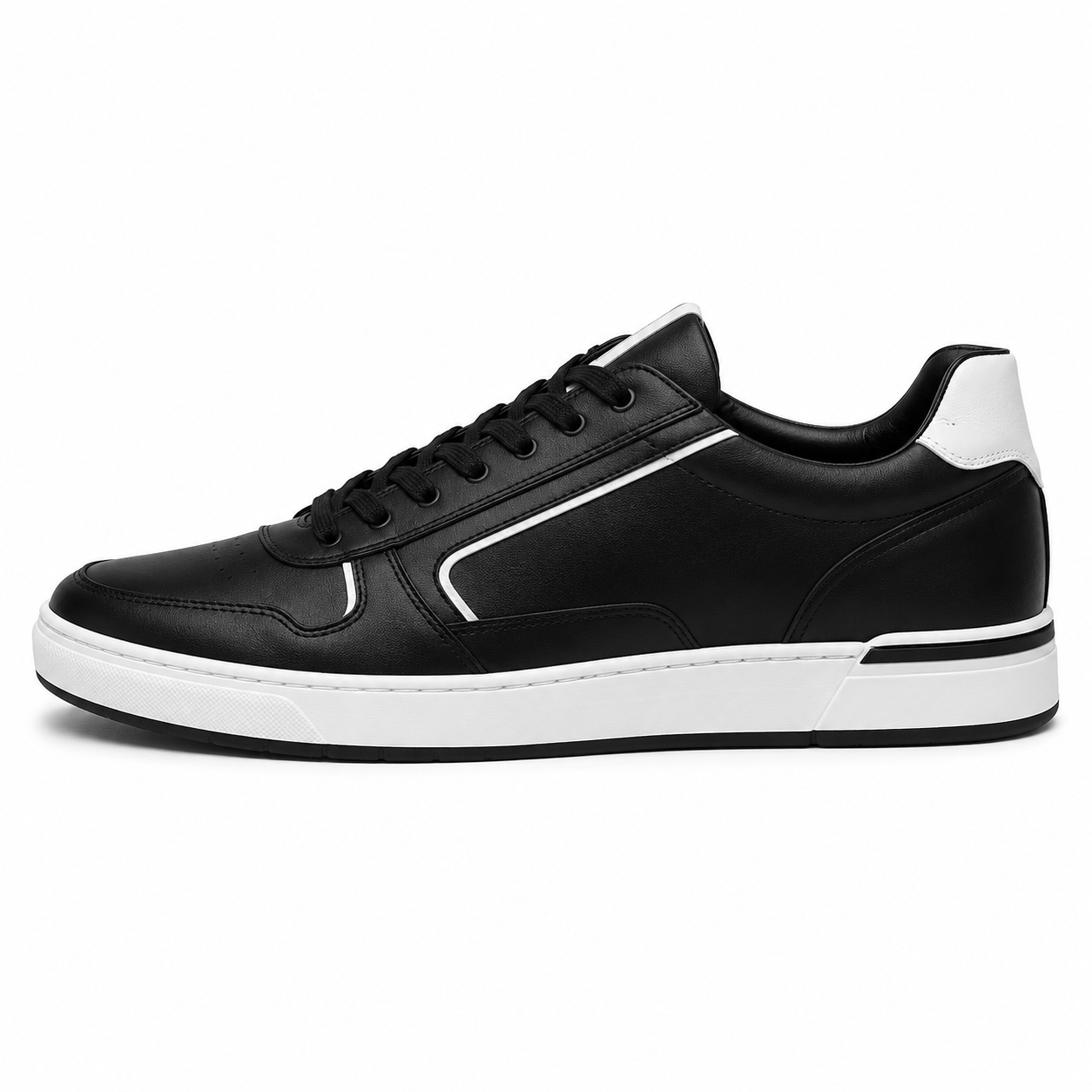Black Leather Trainers with White Accents | Berrigton Naidi