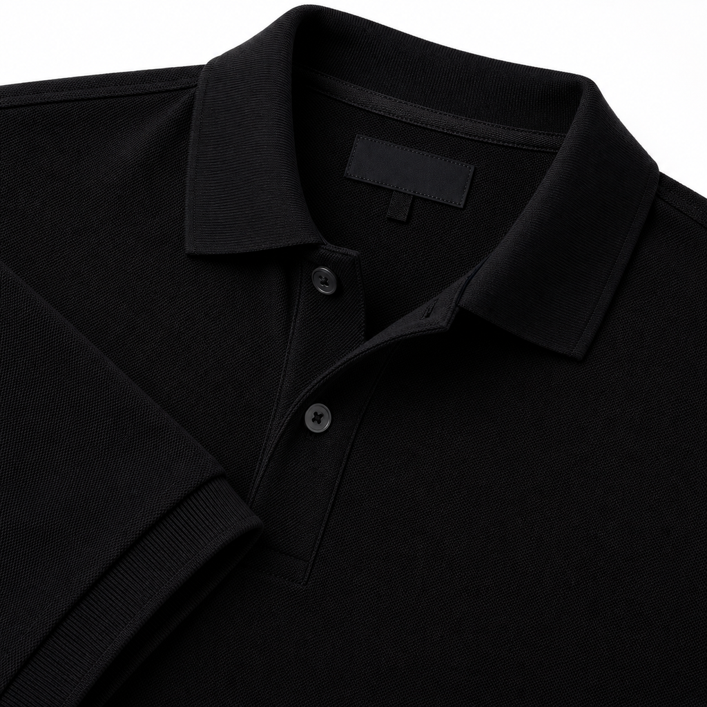 Classic Black Cotton Piqué Polo Shirt | Berrigton Naidi