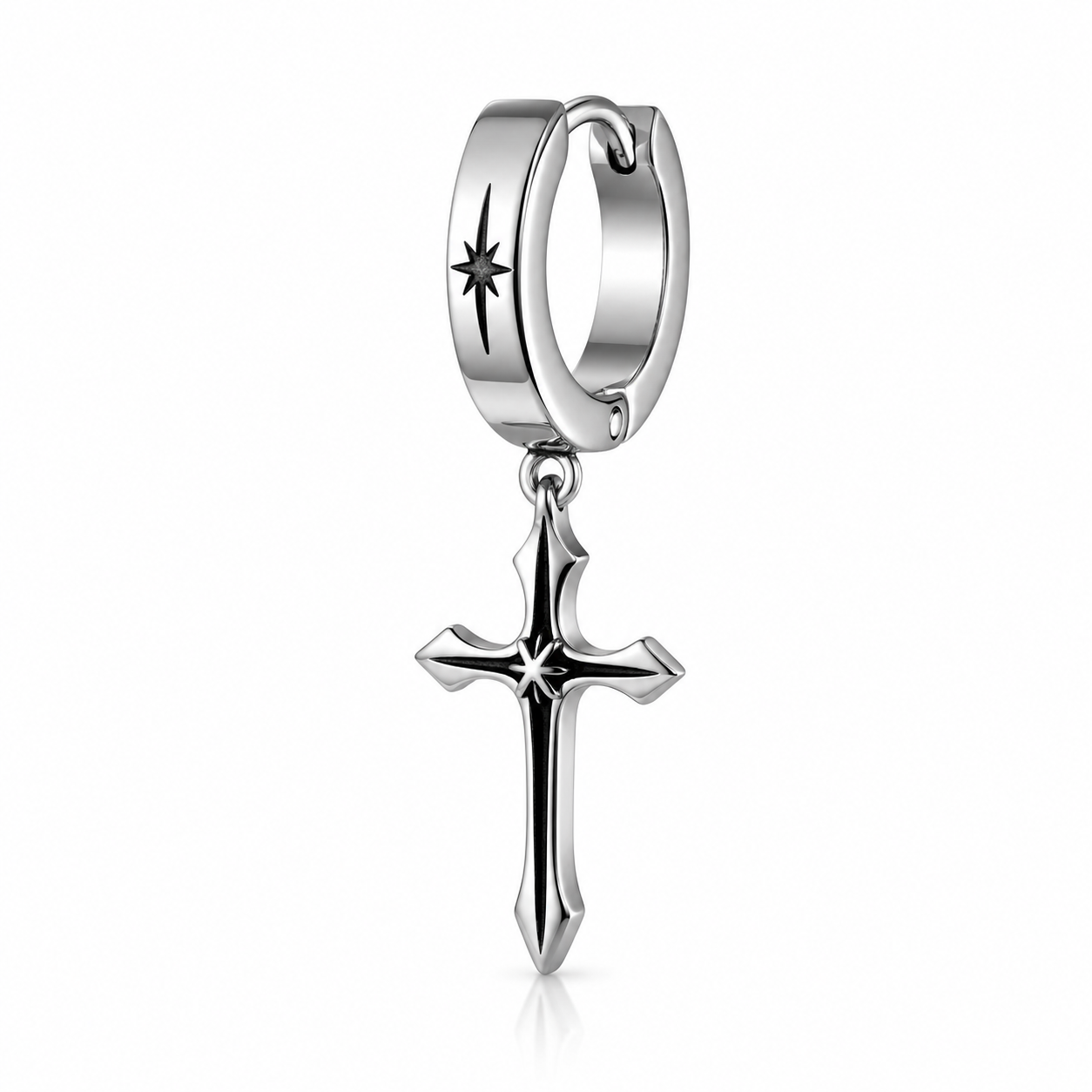 Stainless Steel Cross Pendant Hoop Earring | Berrigton Naidi