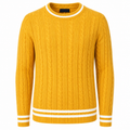 Mustard Yellow Cable Knit Sweater with White Trim | Berrigton Naidi